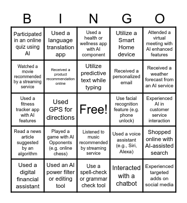 AI is Everywhere Bingo Card