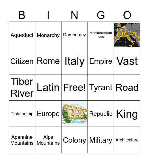 Rome Unit Bingo Card