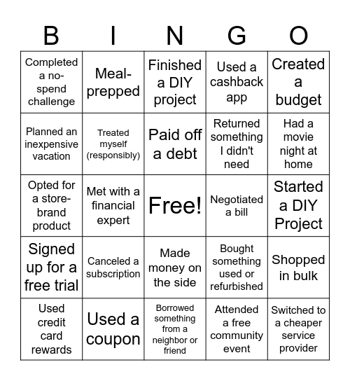 Financial Flex Bingo Card