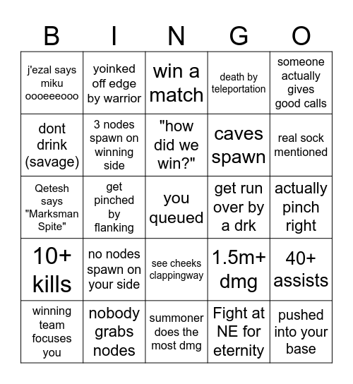Seal Rock Bingo Card