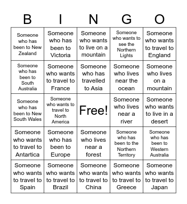 Geography Bingo Card