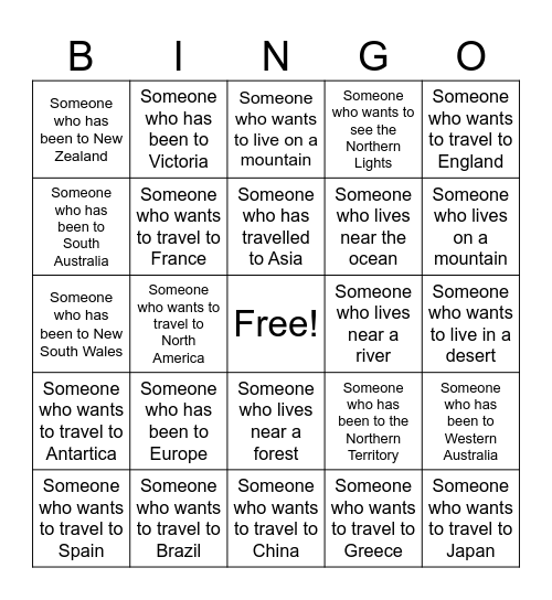 Geography Bingo Card