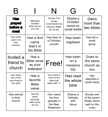 Christian Bingo! Find someone who... Bingo Card
