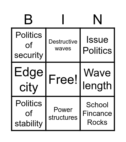 Key Terms BINGO Card