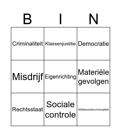 Criminaliteit Bingo Card