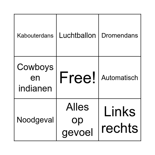 Muziek Bingo Card