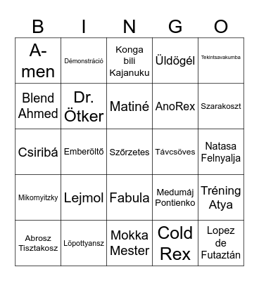 Hogy hívják a... Bingo Card