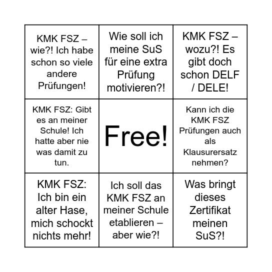 Das KMK FSZ und ich! Bingo Card