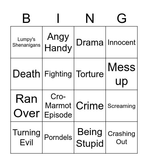 HTF Bingo Card