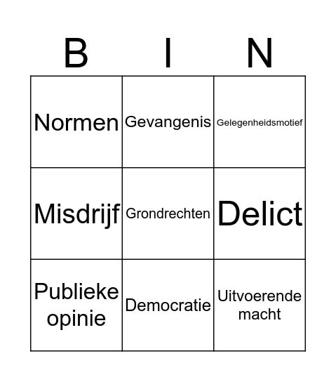 Criminaliteit Bingo Card