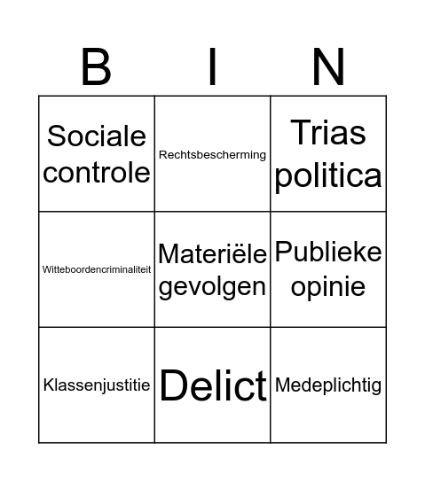 Criminaliteit Bingo Card