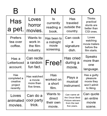Icebreaker Bingo Card