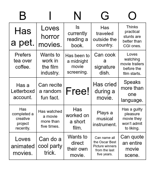 Icebreaker Bingo Card
