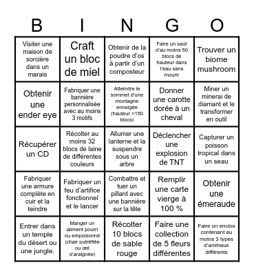Minecraft Challenge #01 Bingo Card
