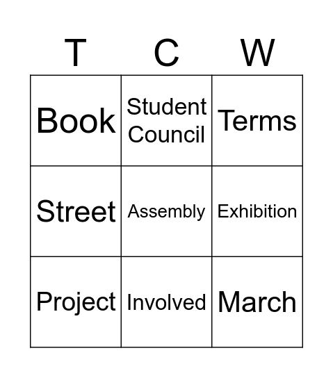 Assembly Bingo Card
