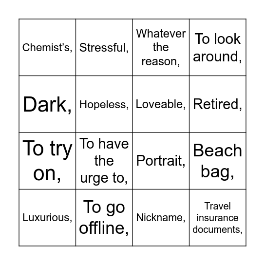 B2.1 Revision Units 1-4 Bingo Card