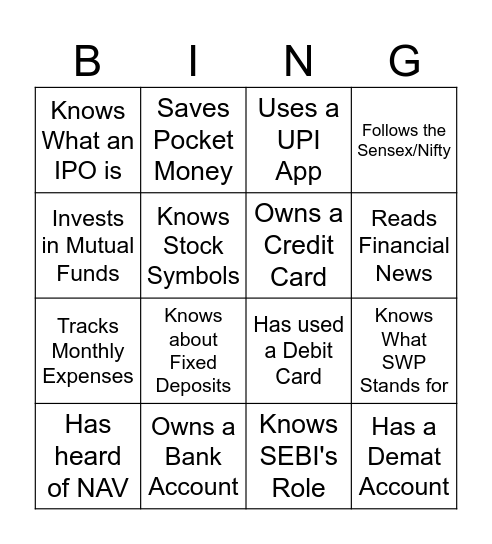 Financial Bingo Card