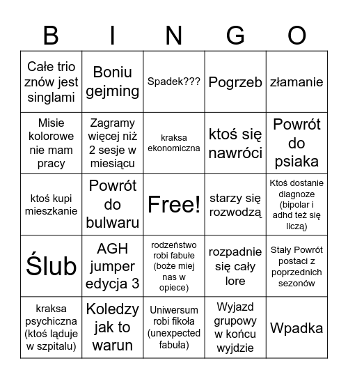 Unhinged 2025 Bingo Card