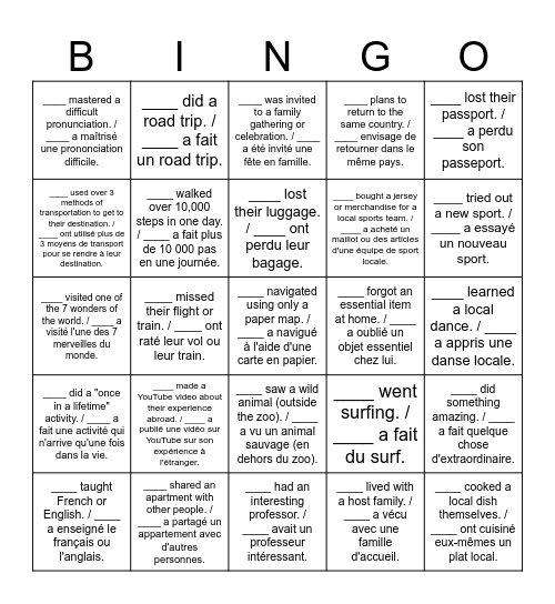 GO-LaSalle BINGO Card