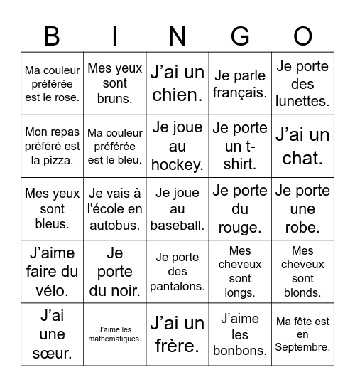 Trouve des amis Bingo Card