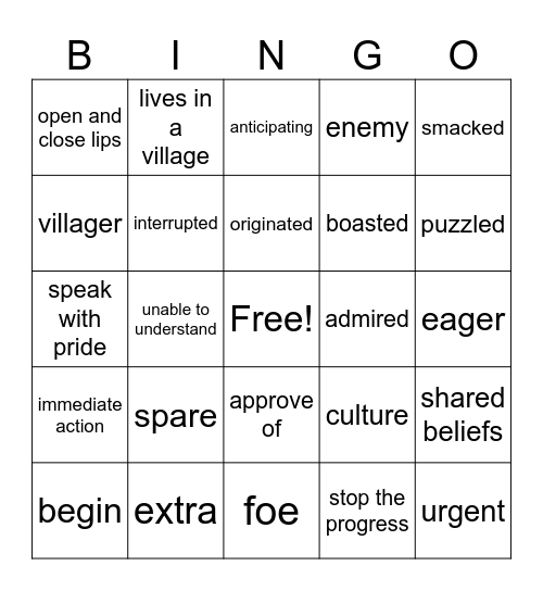 2nd grade unit 4 bingo Card