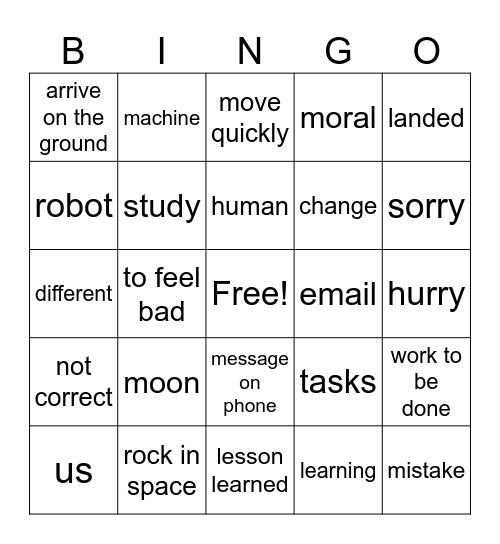 1st grade bingo Card