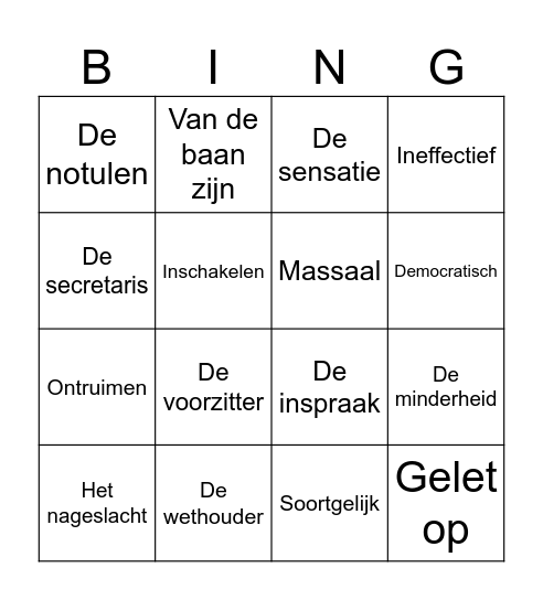 Thema 5 Bingo Card