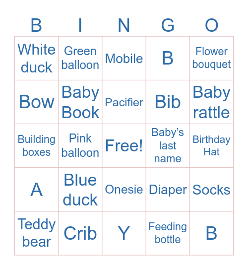 BABY bingo Card