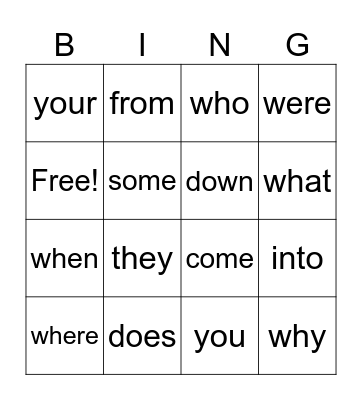 January 29th Bingo Card