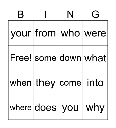 January 29th Bingo Card