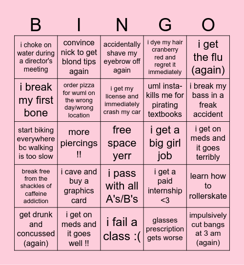 carol's 2025 girlfailure bingo !! Bingo Card