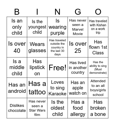 Ice-Ice Breaker! Bingo Card