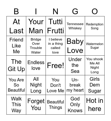 Music AM 7 Heating Up Bingo Card