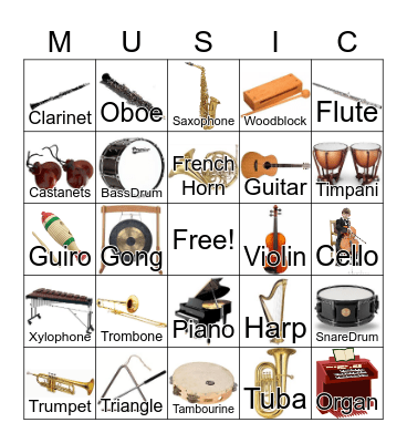 Musical Instruments Bingo Card