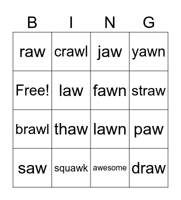 -aw Bingo Card