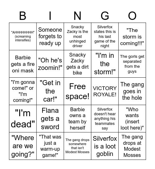FARTNUT BINGO Card