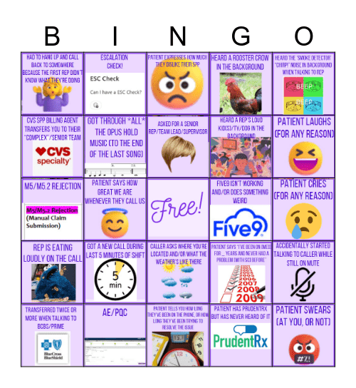 Insurance Specialist Bingo Card