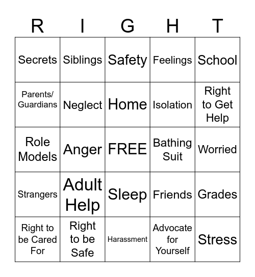 I Have Rights! Bingo Card