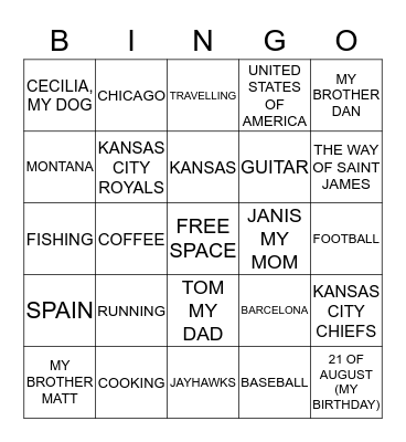 JANE BINGO Card
