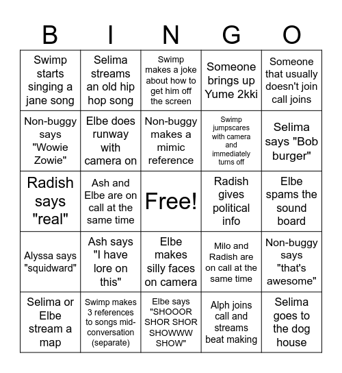 Paigon Bingo Card