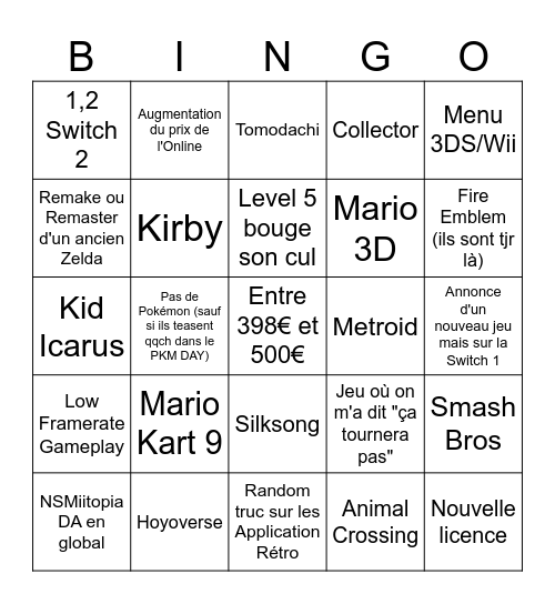 N1t1do Direct Bingo Card