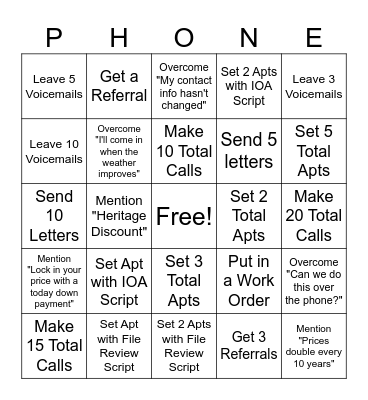 Call Night Bingo Card