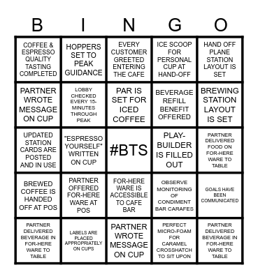 BACK TO STARBUCKS Bingo Card