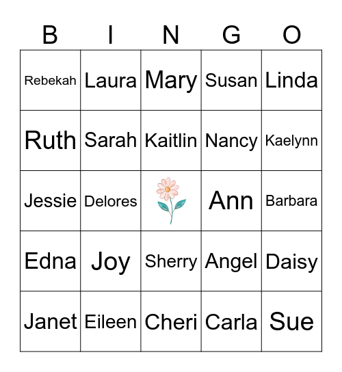 Bloom Where You Are Planted Bingo Card