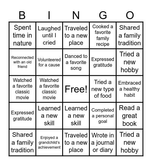 AGING IS BEAUTIFUL Bingo Card