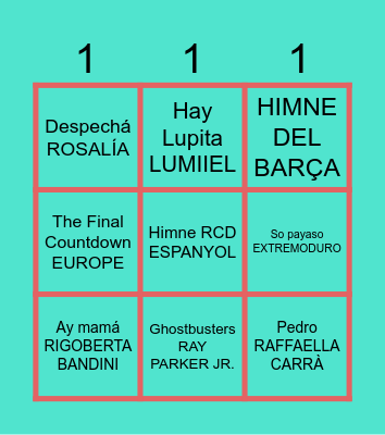 Aurobingo musical Bingo Card