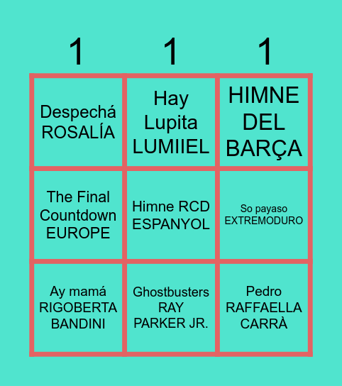 Aurobingo musical Bingo Card