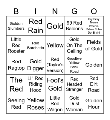 Chiefs Colors Bingo Card
