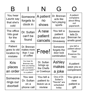 Confident Smiles Bingo Card