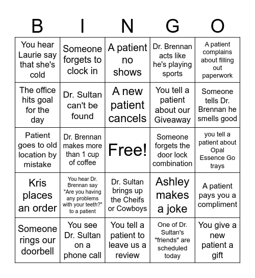 Confident Smiles Bingo Card